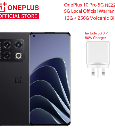 OnePlus 10 Pro 5G NE2213 SG Local Set | Black 12G + 256G Dual Sim | SG 3 Pin 80W Charger | Snapdragon 8 Gen 1 Mobile Platform | SG Official Warranty | Original Oxygen OS